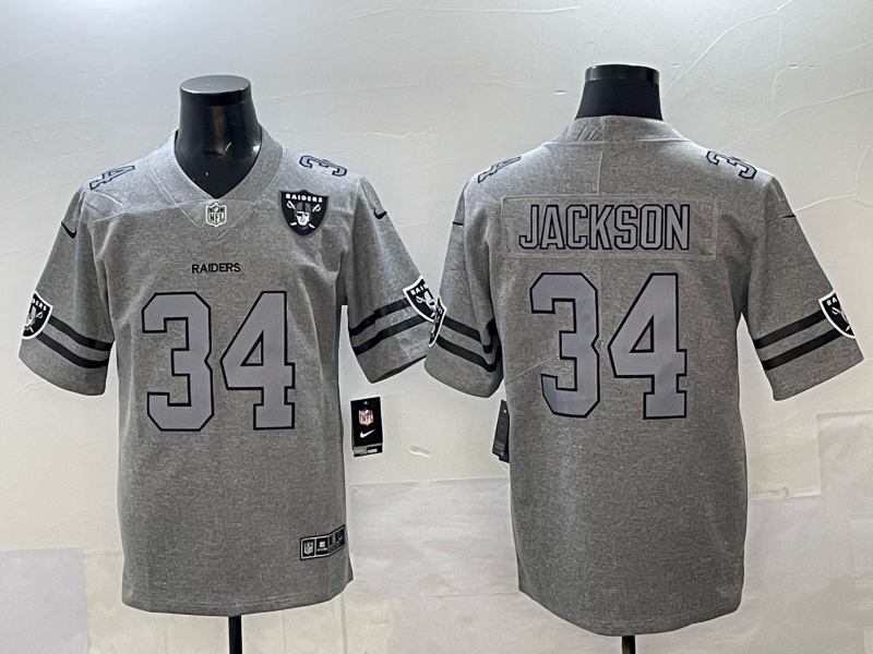 Men Oakland Raiders #34 Jackson grey Nike Limited NFL 2025 Jersey 004